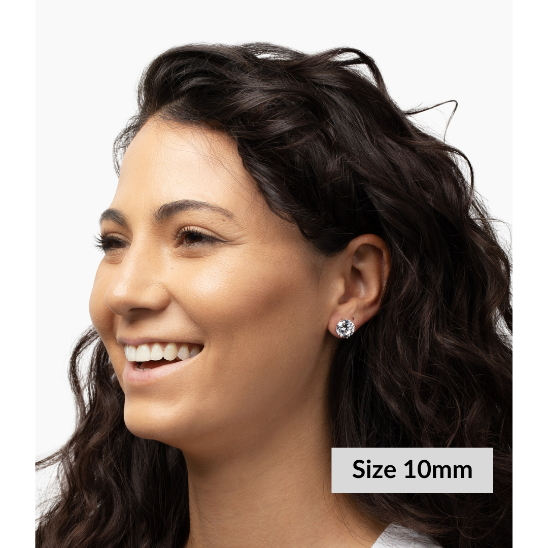 Round Solitaire Stud Earrings - Moissanite