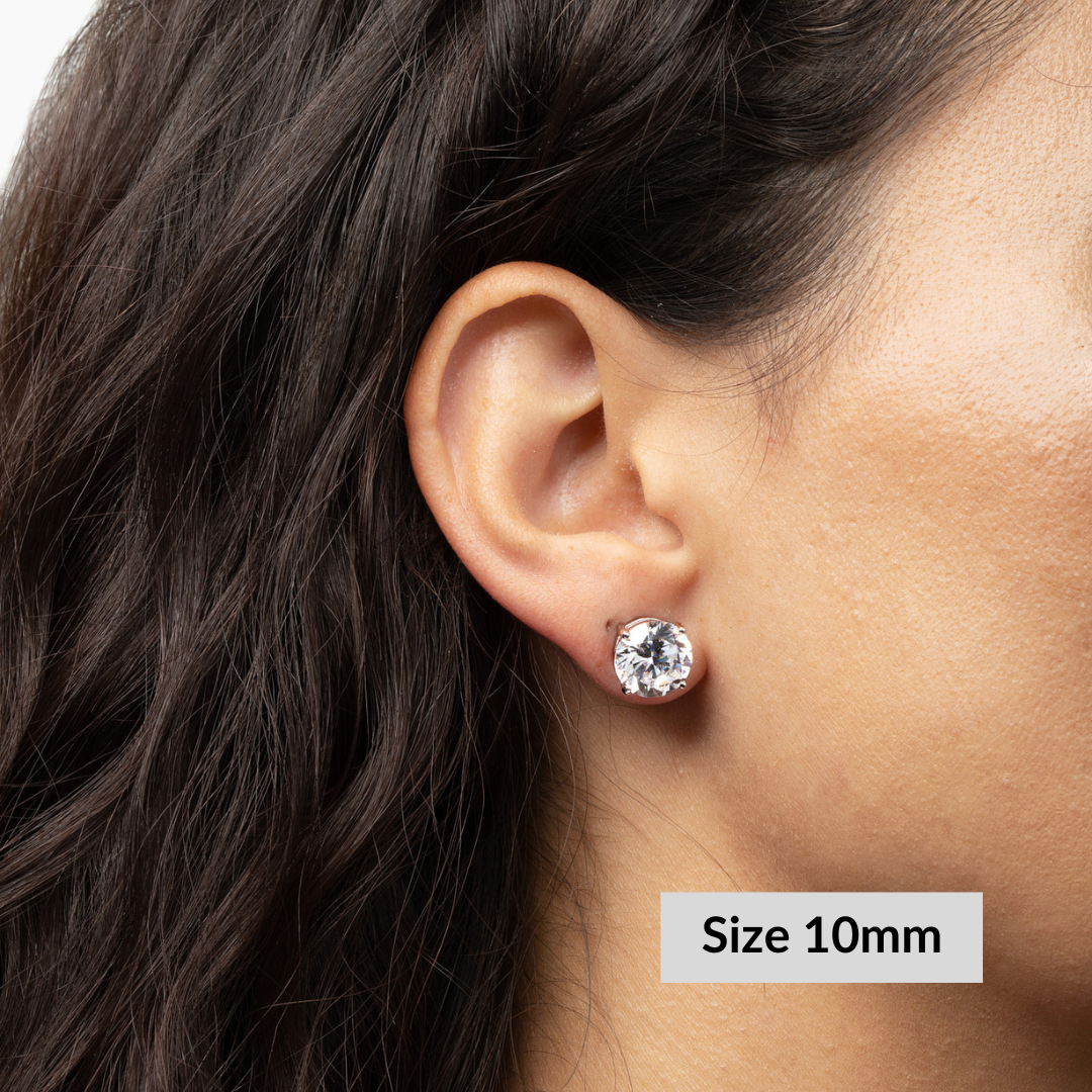 Round Solitaire Stud Earrings - Moissanite
