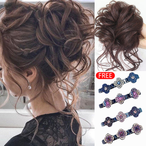 💗💗LAST DAY - BUY 1 GET 1 FREE + FREE GIFT!!💗Messy Curly Hair Bun Scrunchie Extensions