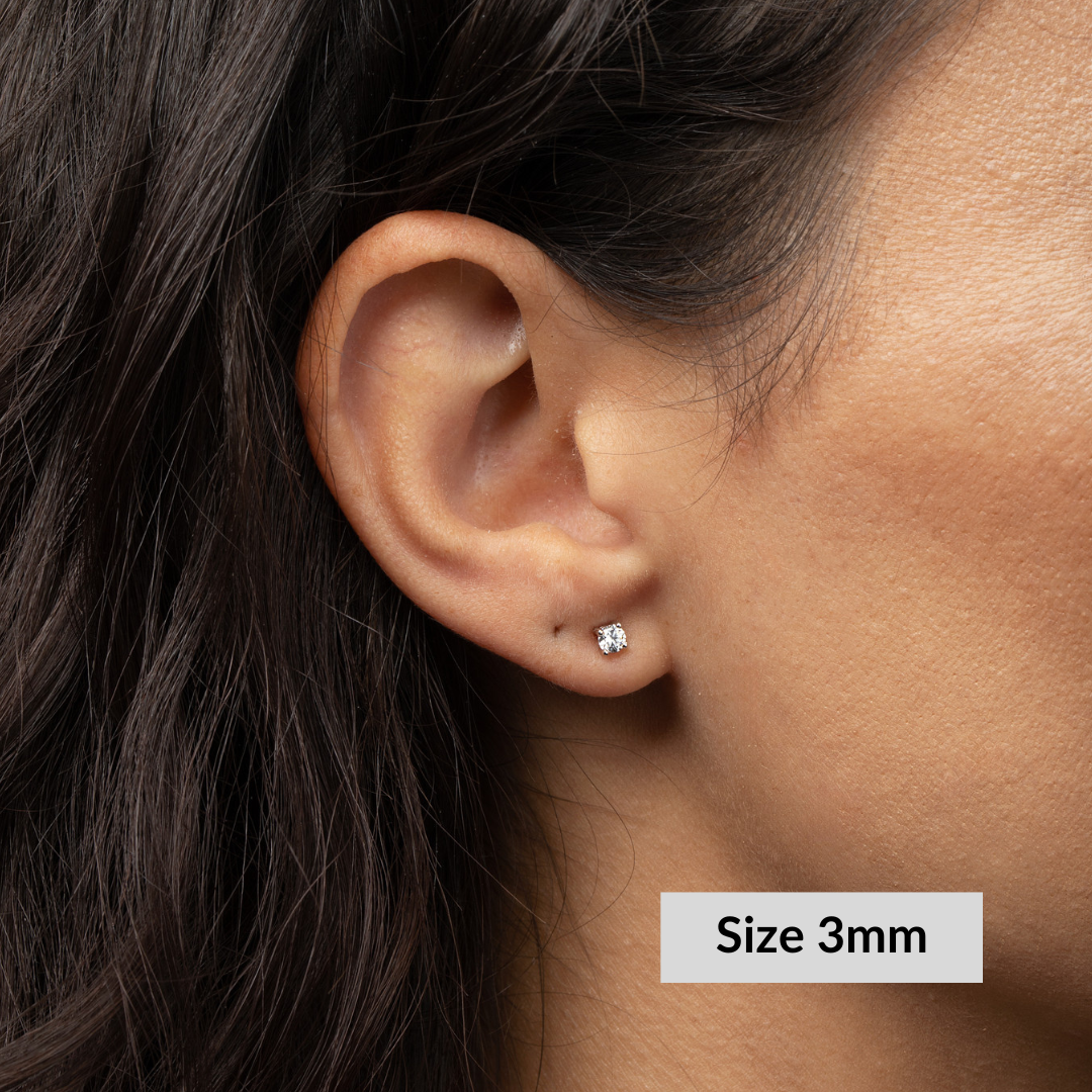 Round Solitaire Stud Earrings - Moissanite