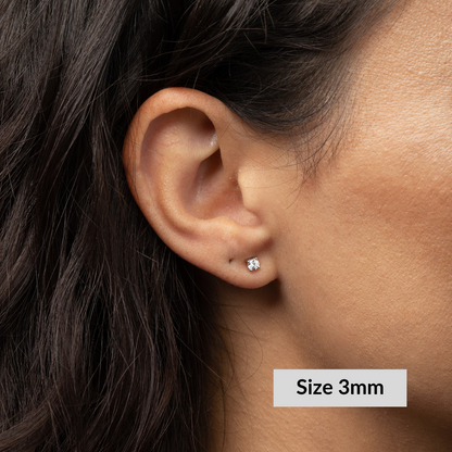 Round Solitaire Stud Earrings - Moissanite