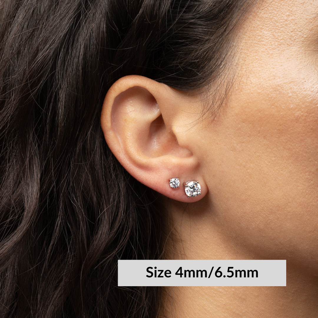 Round Solitaire Stud Earrings - Moissanite