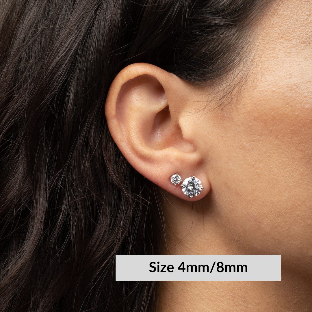 Round Solitaire Stud Earrings - Moissanite
