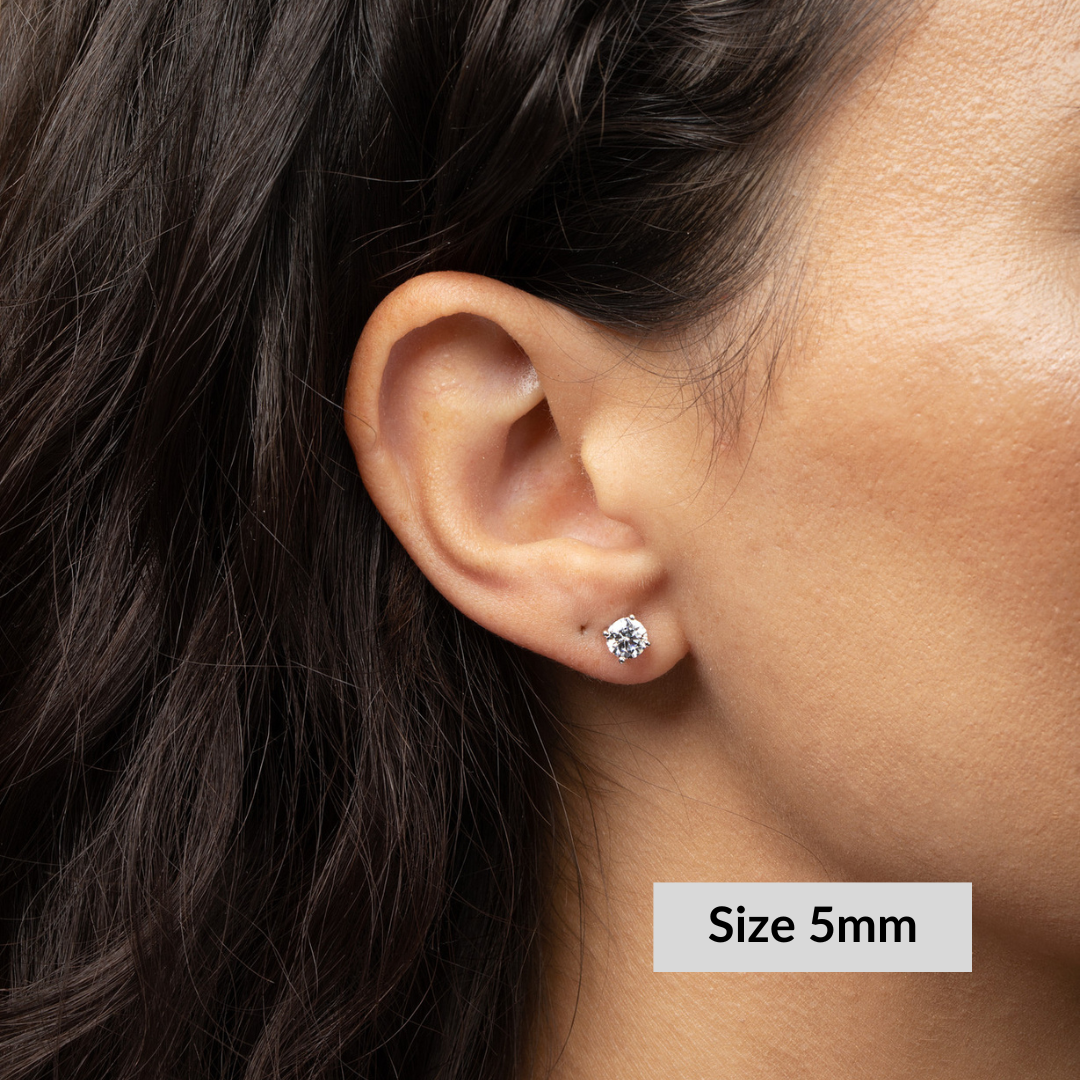 Round Solitaire Stud Earrings - Moissanite