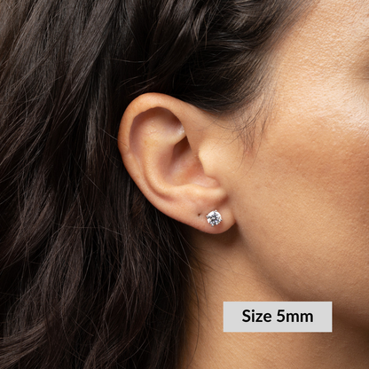 Round Solitaire Stud Earrings - Moissanite