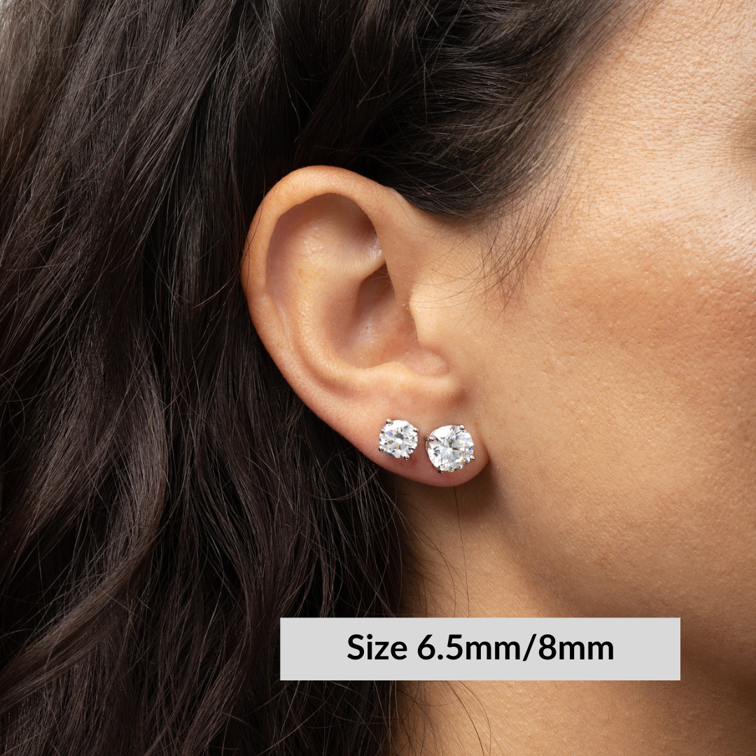 Round Solitaire Stud Earrings - Moissanite