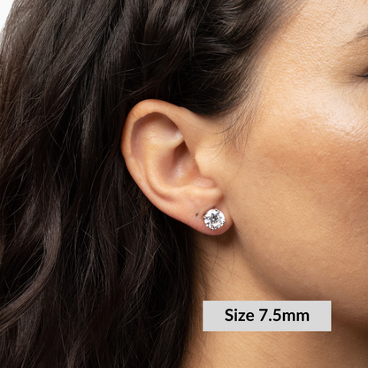 Round Solitaire Stud Earrings - Moissanite