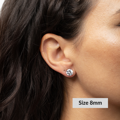 Round Solitaire Stud Earrings - Moissanite
