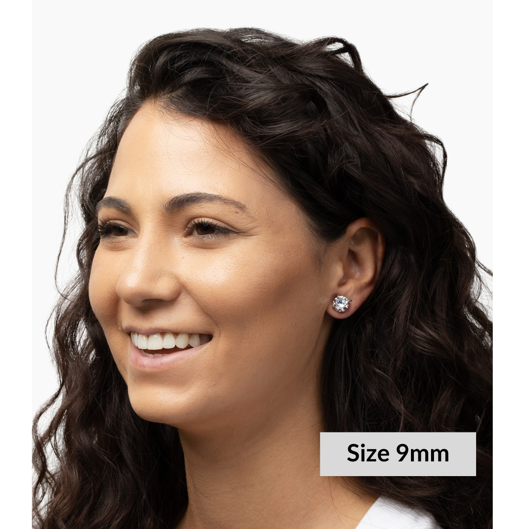 Round Solitaire Stud Earrings - Moissanite