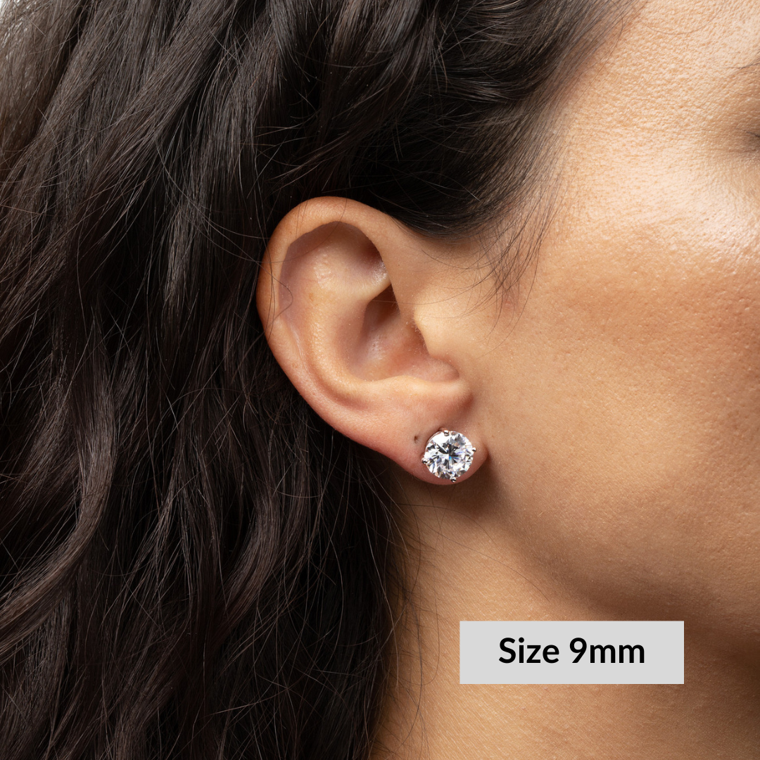 Round Solitaire Stud Earrings - Moissanite