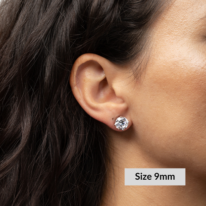 Round Solitaire Stud Earrings - Moissanite