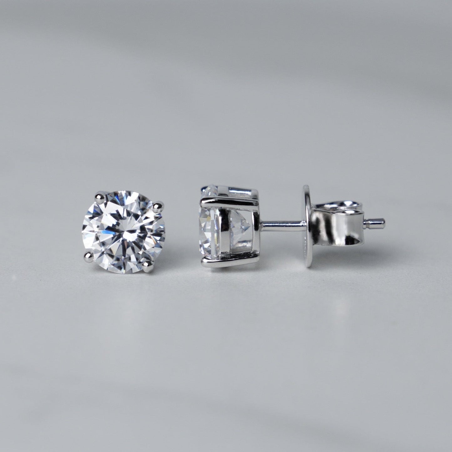 Round Solitaire Stud Earrings - Moissanite