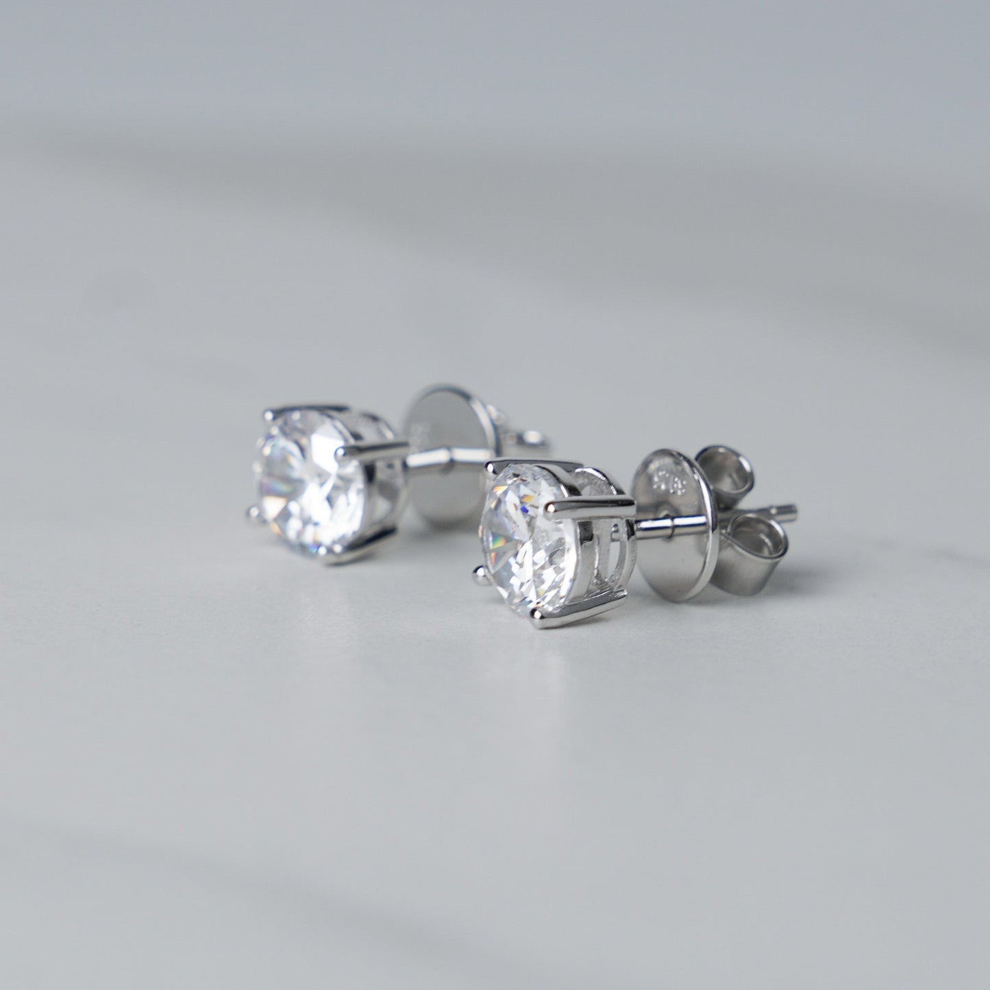 Round Solitaire Stud Earrings - Moissanite