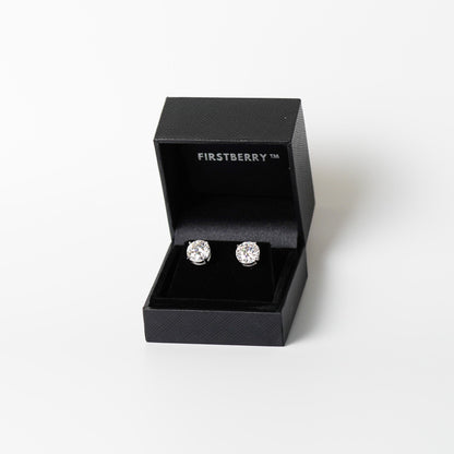 Round Solitaire Stud Earrings - Moissanite