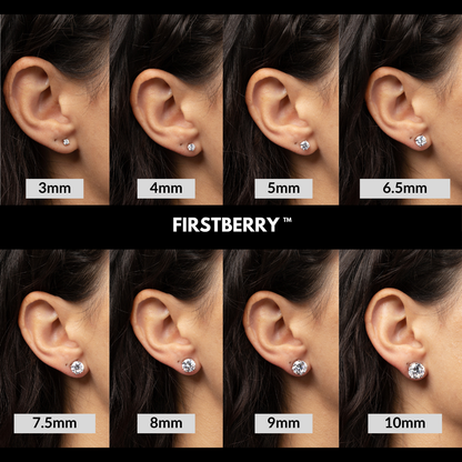 Round Solitaire Stud Earrings - Moissanite