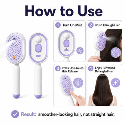 💖LAST DAY SALE 60% OFF💁‍♀️✨Electric Spray Air Cushion Massage Comb💨| Self-Cleaning Anti-Tangle ✨ | Perfect for Dry, Brittle Hair 💧🌟