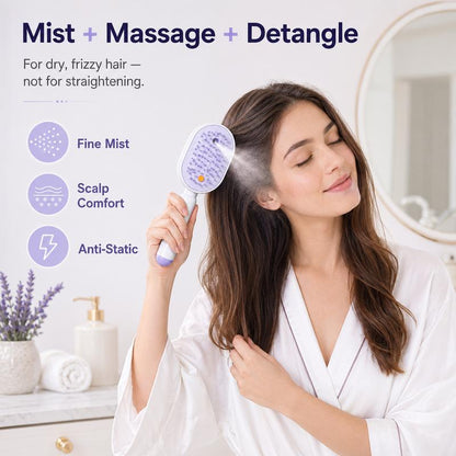 💖LAST DAY SALE 60% OFF💁‍♀️✨Electric Spray Air Cushion Massage Comb💨| Self-Cleaning Anti-Tangle ✨ | Perfect for Dry, Brittle Hair 💧🌟