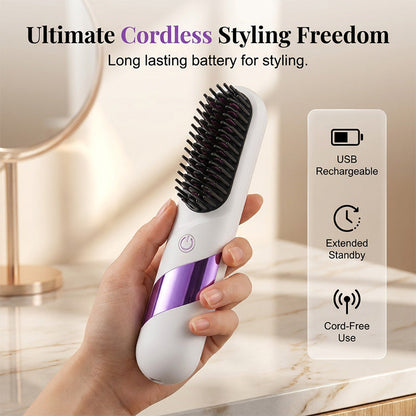⏰Limited Offer 50% OFF!🔥Cordless Ceramic Hair Straightener Brush for Smooth, Salon-Style Hair Anywhere💇‍♀️ Say Goodbye to Frizzy Hair in Seconds