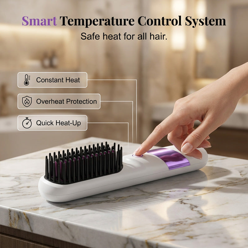 ⏰Limited Offer 50% OFF!🔥Cordless Ceramic Hair Straightener Brush for Smooth, Salon-Style Hair Anywhere💇‍♀️ Say Goodbye to Frizzy Hair in Seconds